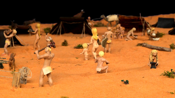 Ancient Israel camp depicted with clay figurines